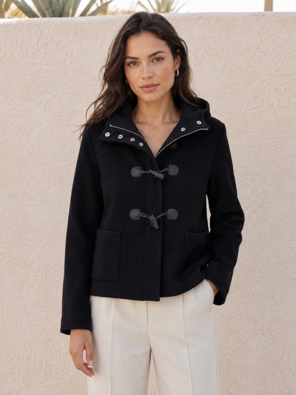 Saks Fifth Avenue Loro Piana Wool Toggle Jacket Women’s Size 8 Black
